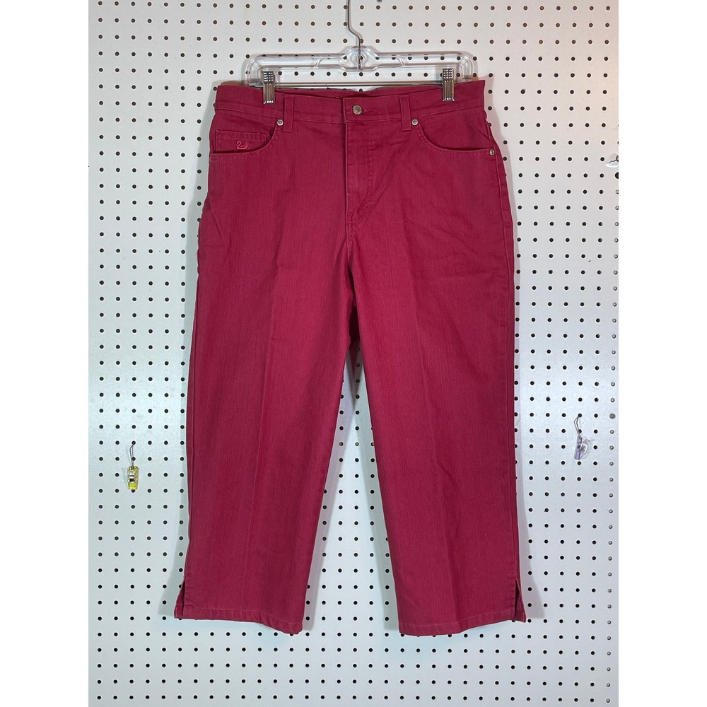 Gloria Vanderbilt Amanda Capri Pants Womens 12 Pink Stretch Crop Denim Jeans